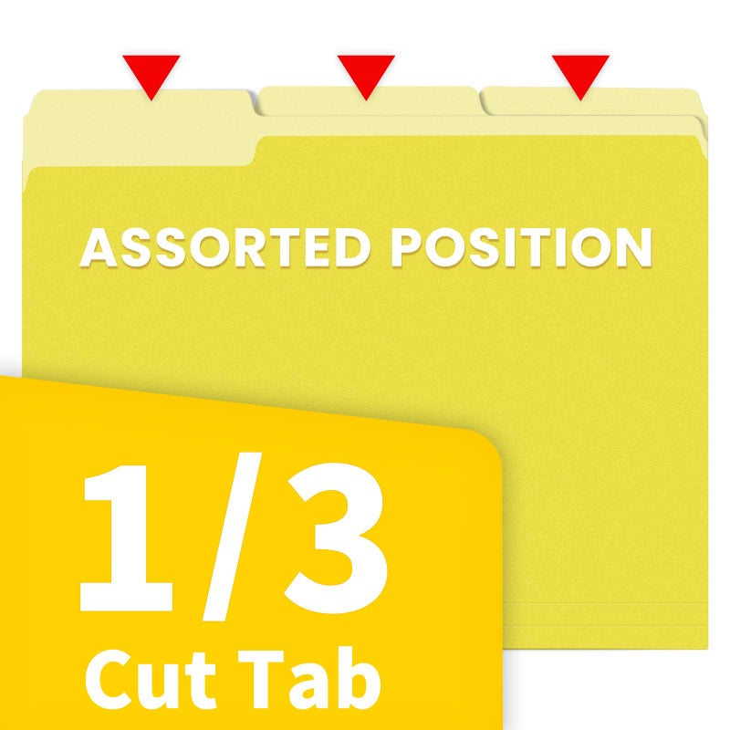 ساني مجلدات ملفات SUNEE مقاس الحروف باللون الأصفر، 100 حزمة مجلدات مانيلا 8.5 × 11 1/3 علامات تبويب، مجلدات ملفات ملونة، مكتب المنزل والمدرسة لملفات المستندات الورقية - Image 4